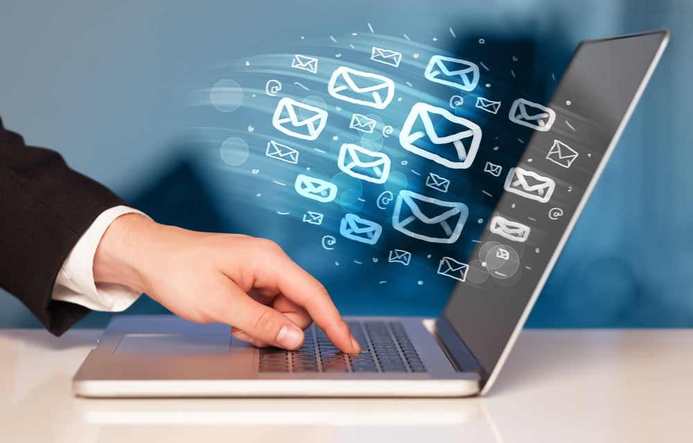 Concept of sending e-mails from your computer Concept of sending e-mails from your computer